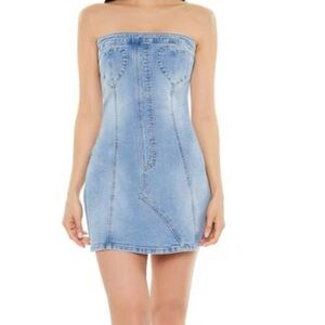 Forever 21 Heart Denim Mini Tube Dress